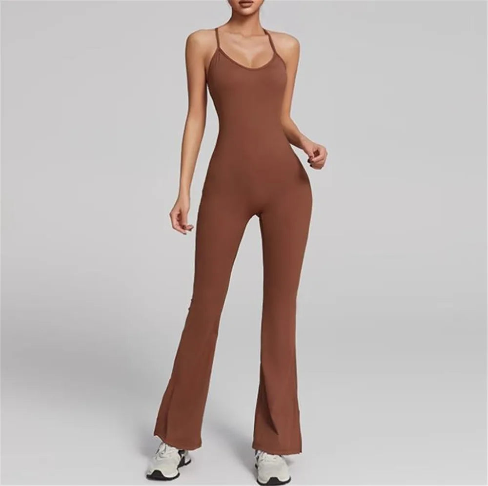 Flared gym jumpsuit