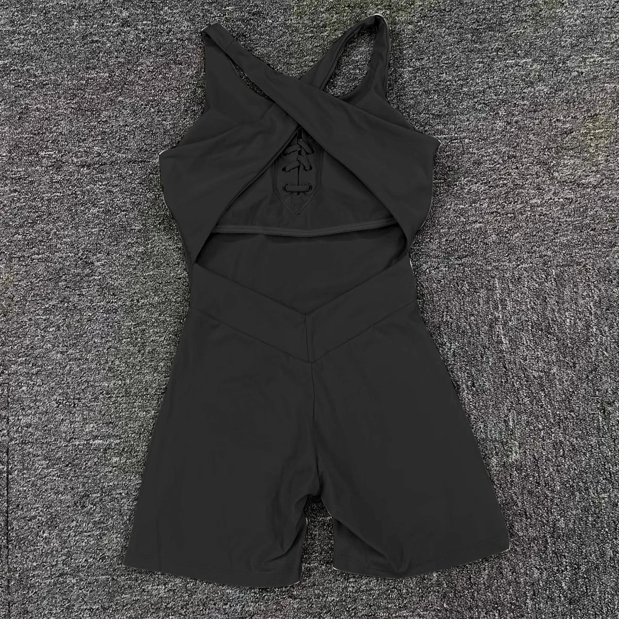 Front lace up short jumpsuit
