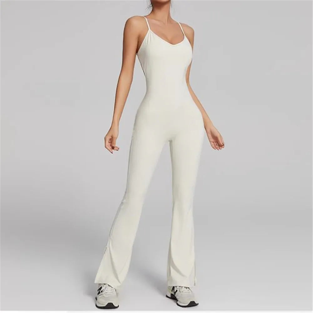 Flared gym jumpsuit