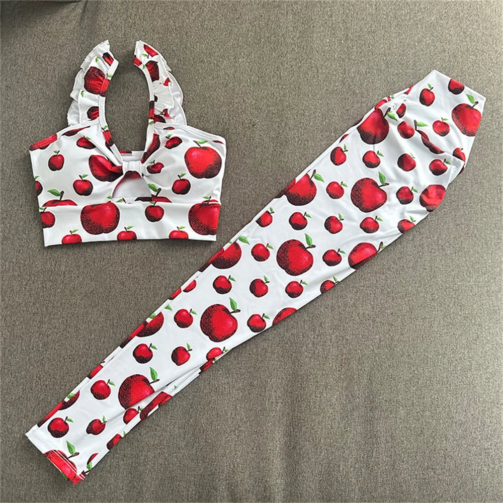 Polka Dot Ruffle Strap Bra and Leggings Set