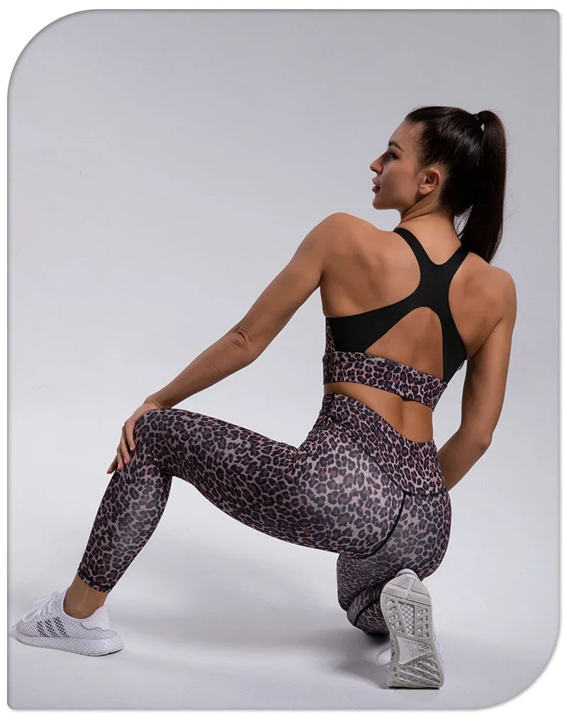 Leopard Print Bra and Leggings Set